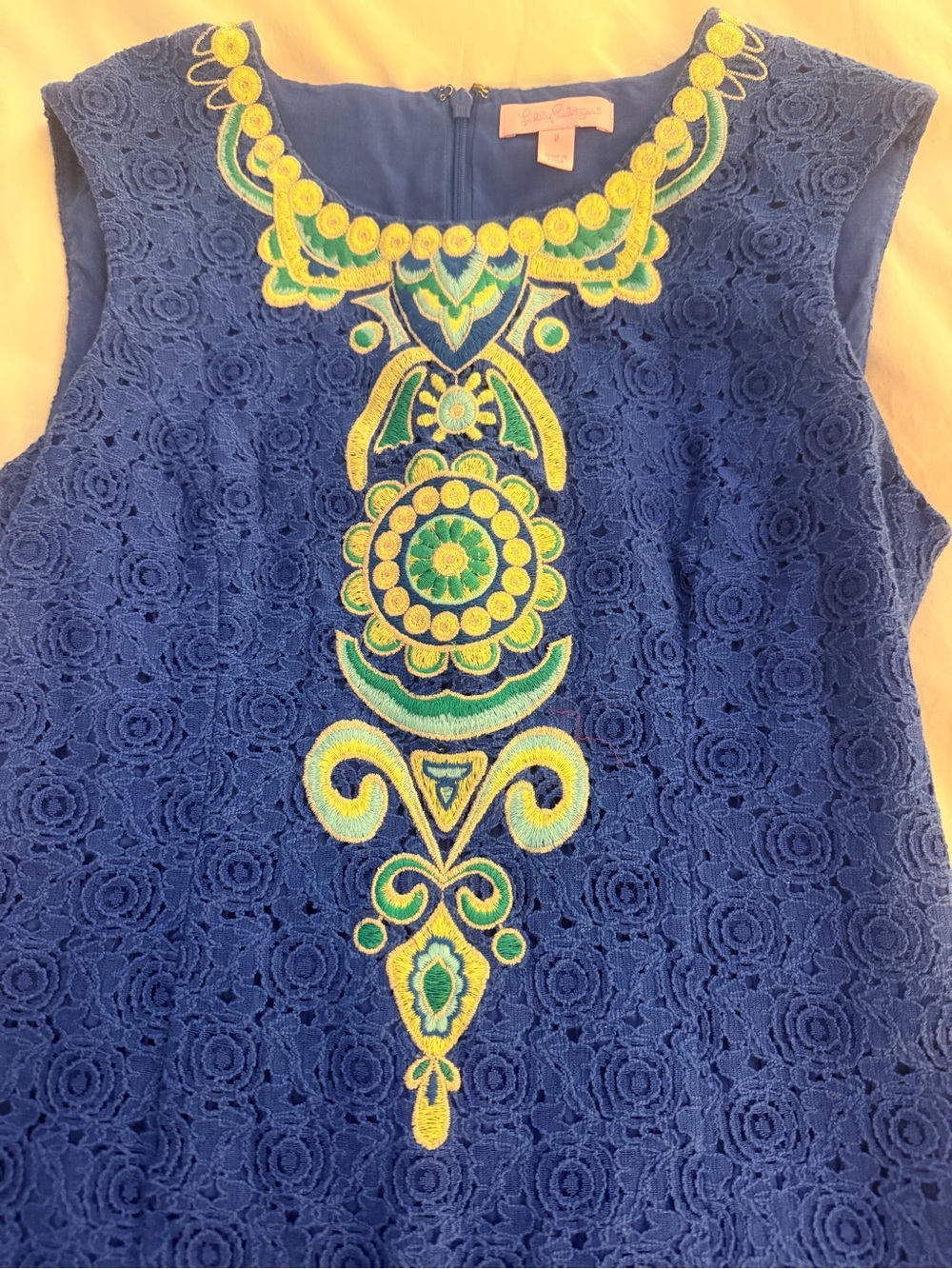 Lilly Pulitzer Valentina Cobalt Blue Embroidered Shift Dress - Picture 3 of 7